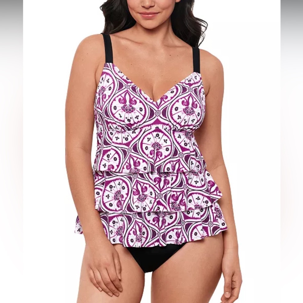 NWT Swim Solutions Sz 12 Women’s Purple Seashell One-Piece Swimsuit Ret $102!